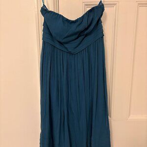 J.Crew Bridesmaid Dress Blue Chiffon Ruched Bodice Strapless Formal